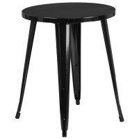 Flash Furniture CH-51080-29-BK-GG 24'' Round Metal Indoor-Outdoor Table in Black